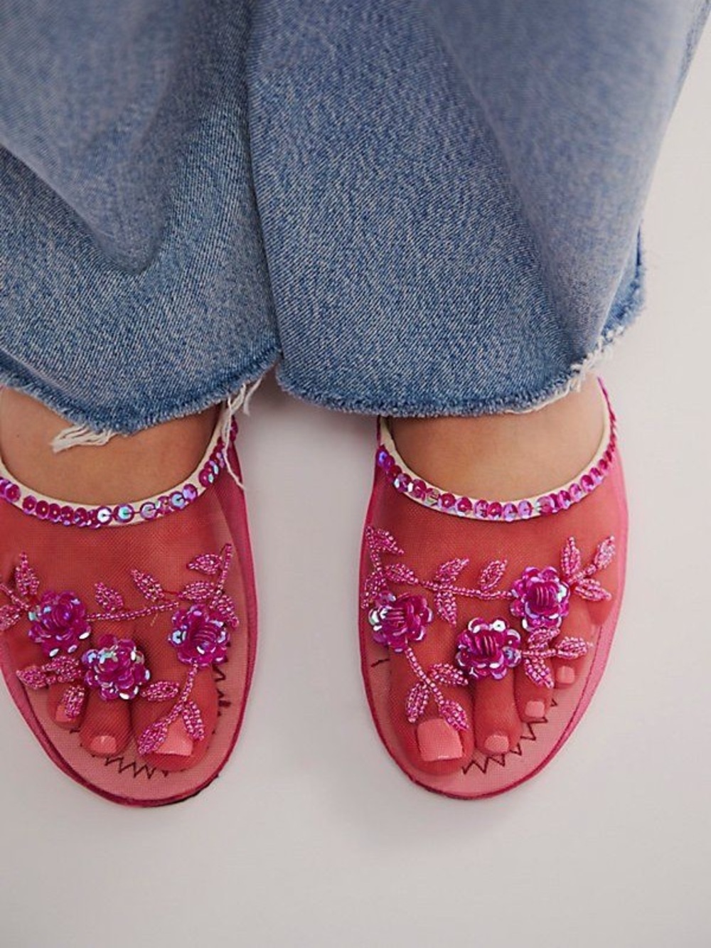 Free People Liberty Mesh Purple Embellished Mules sz 35